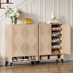 Tribesigns Shoe Racks & Cabinets|Shoe Racks & Cabinets*Wood Shoe Cabinet, 6 - Tier Shoe Organizer Storage Cabinet with Adjustable Shelves