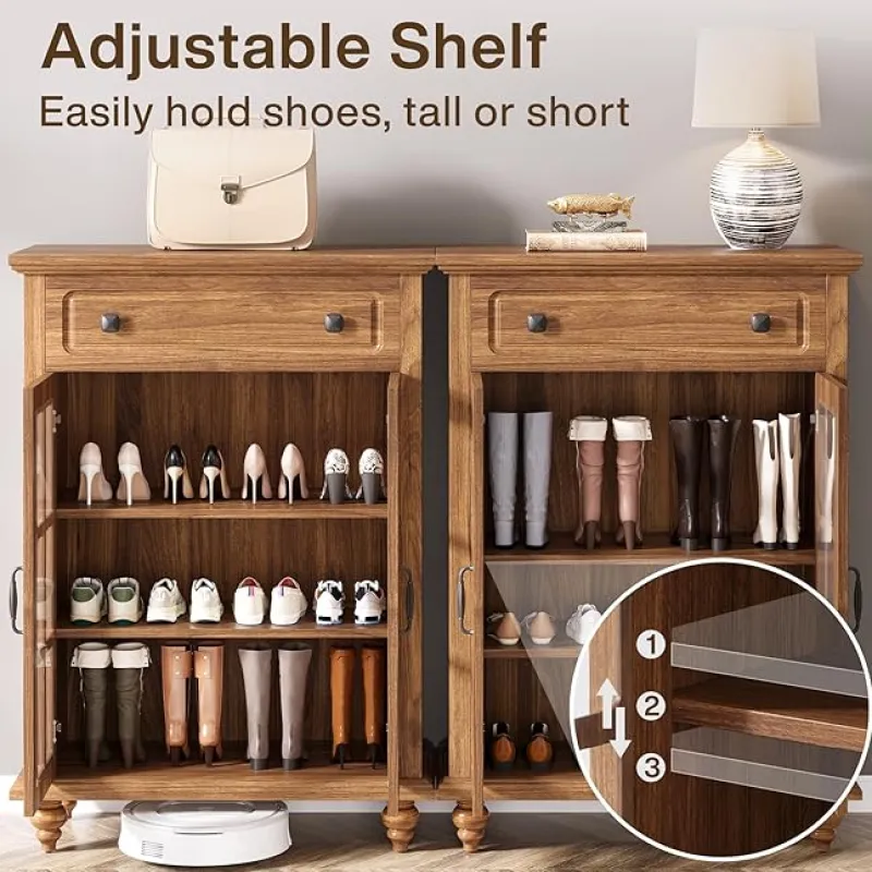 Tribesigns Shoe Racks & Cabinets|Shoe Racks & Cabinets*Wood Shoe Cabinet, Shoe Organizer Storage Cabinet with Adjustable Shelves