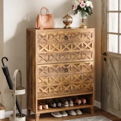 Tribesigns Shoe Racks & Cabinets|Shoe Racks & Cabinets*Wood Shoe Cabinet, Shoe Storage Organizer with 2 Flip Drawers